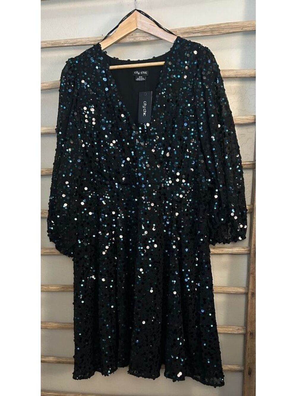City Chic black sequin dress Size 18
